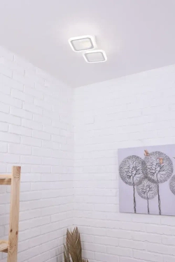 Люстра потолочная светодиодная Estero 39205-2sm, цвет белый. Люстра с пультом управления, освещение до 9 кв.м, мощность 32 Вт. Светильник потолочный