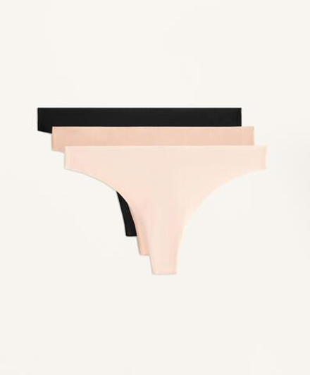 OYSHO Набор бесшовных из 3 трусов-стрингов, черный