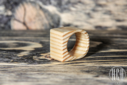 Деревянное кольцо "Кубик" (Липа)