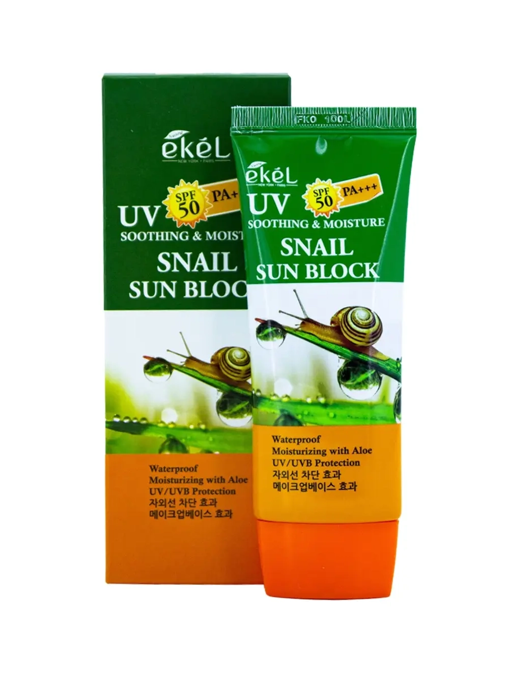 EKEL - КРЕМ СОЛНЦЕЗАЩИТНЫЙ С МУЦИНОМ УЛИТКИ SOOTHING & MOISTURE SNAIL SUN BLOCK, 70 МЛ.