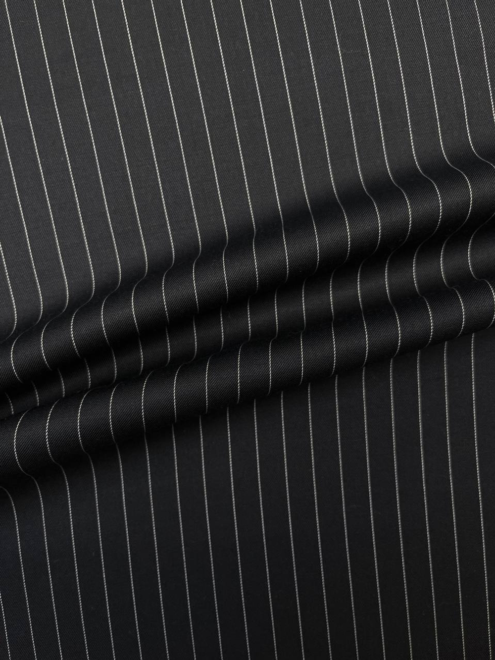 Шерсть костюмно-плательная Armani черная в тонкую белую полоску