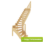 Лестница на второй этаж К-001м/4 Правая c подступенками