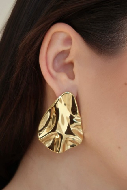 Серьги Sun мятые gold