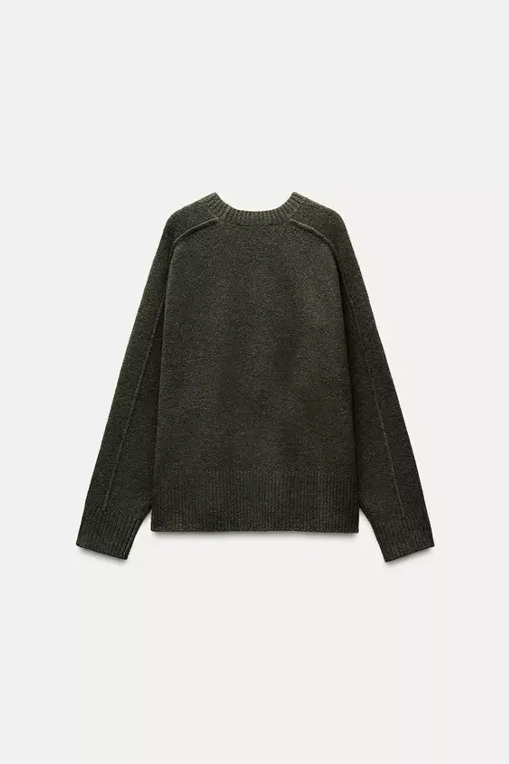 ZARA ОДНОТОННЫЙ СВИТЕР ИЗ МЯГКОЙ ТКАНИ, ХАКИ