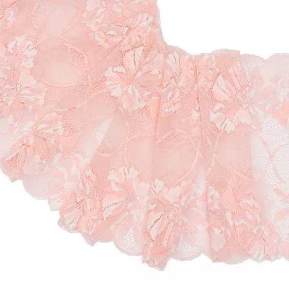 Кружево эластичное персиково-розовое 22 см, Китай