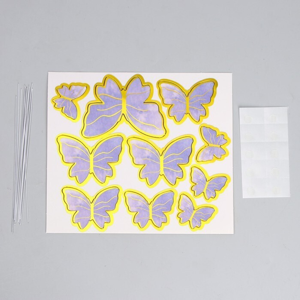 Набор для украшения торта «Бабочки» 10 шт, цвет фиолетовый. Бумага!