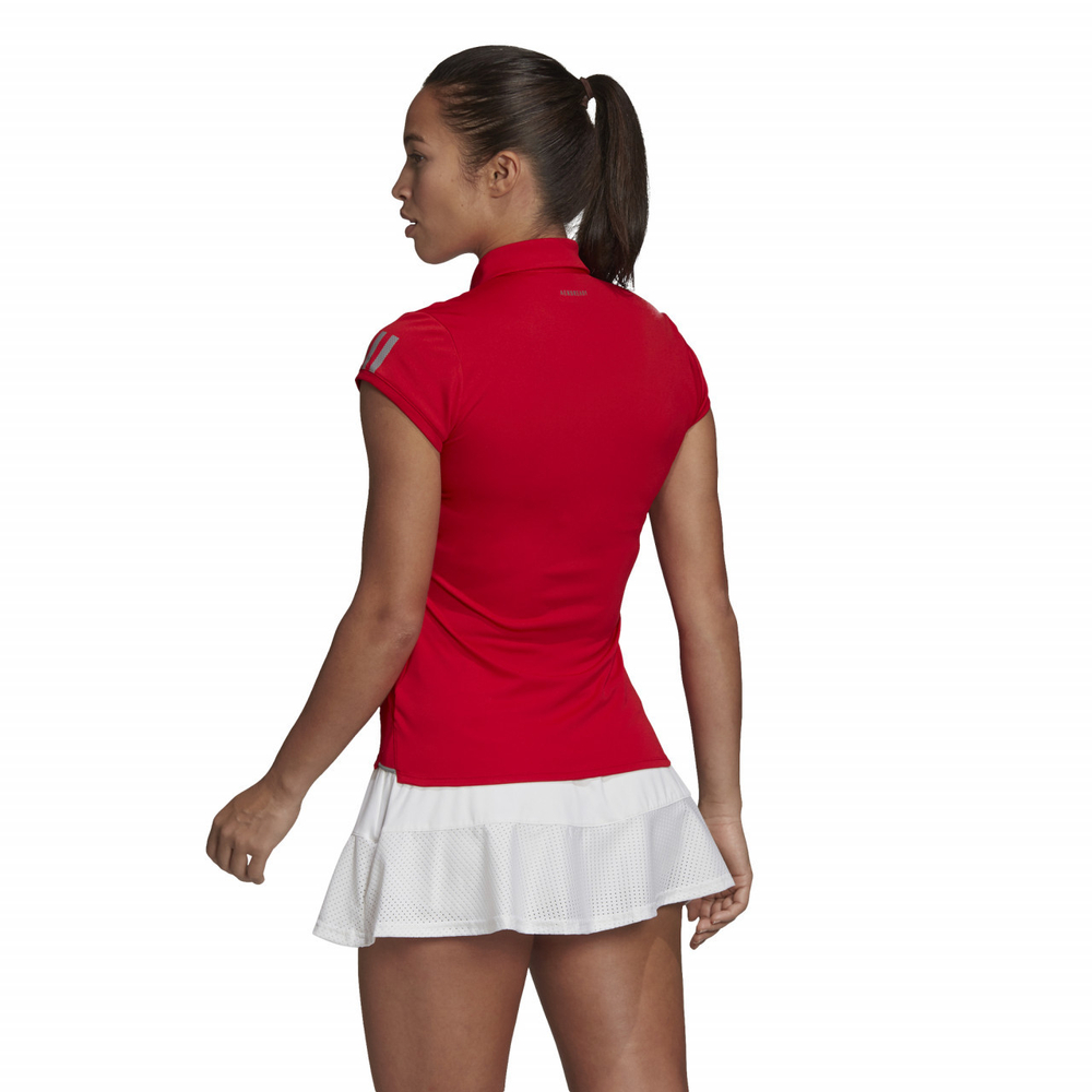 Женское поло Adidas W Club 3 Stripes Polo - scarlet