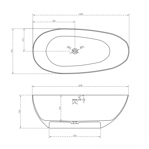 Ванна из искусственного камня ABBER Stein AS9611-1.6 белая матовая