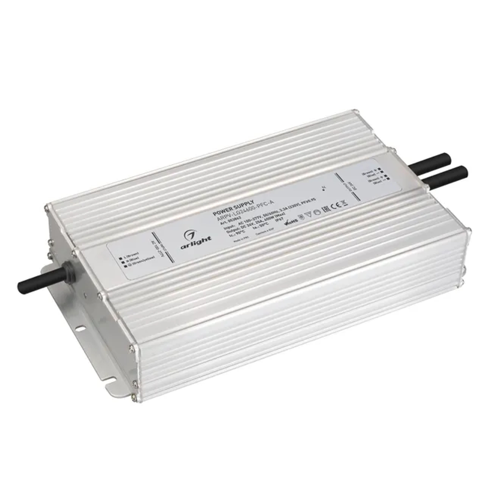 Блок питания ARPV-LG24600-PFC-A (24V, 25A, 600W) (Arlight, IP67 Металл, 5 лет) 053862