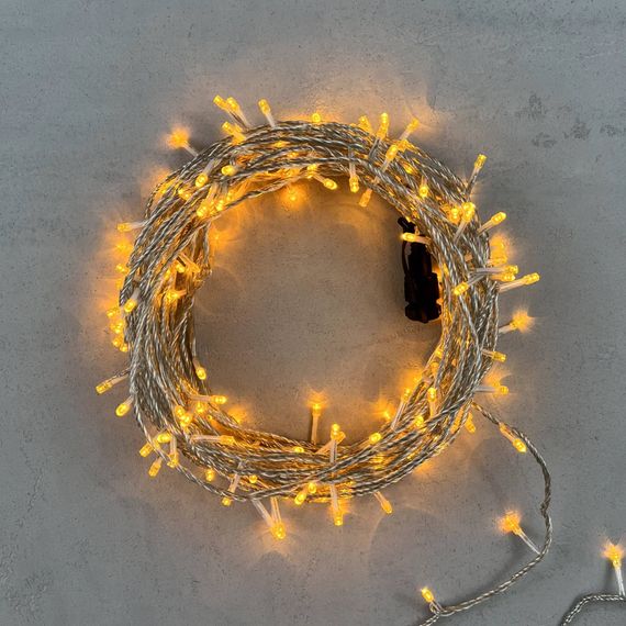 Светодиодная гирлянда с возможностью динамики 20 м., 200 желтых LED ламп, 24V., прозрачный силиконовый провод, IP65, Beauty Led (EST200-3W10-1Y)