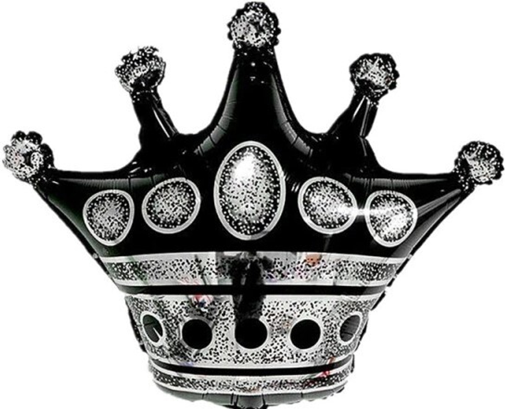 Шар (30''/76 см) Фигура, Корона, Черный, 1 шт.
