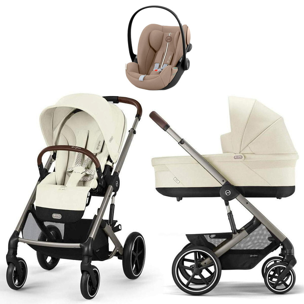 Коляска Cybex Balios S Lux TPE complete Cloud G Almond Beige Plus Base G 4 в 1 Seashell Beige с дождевиками