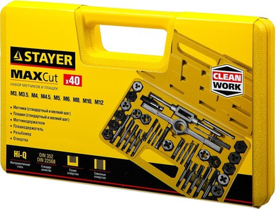 STAYER MaXCut, 40 предметов, инструментальная сталь, набор метчиков и плашек (2805-H40)
