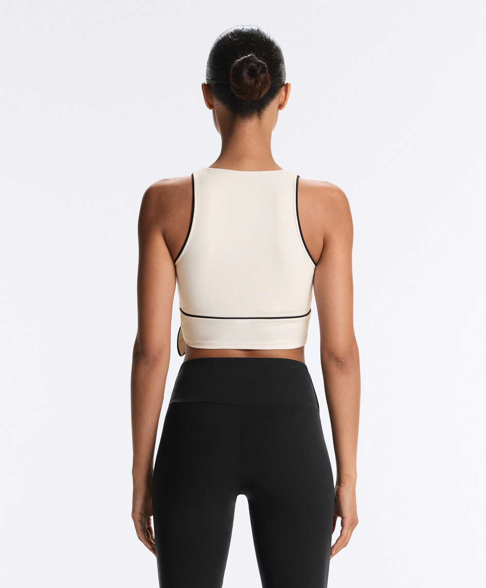 Oysho Топ без рукавов Comfortlux с завязками, экрю