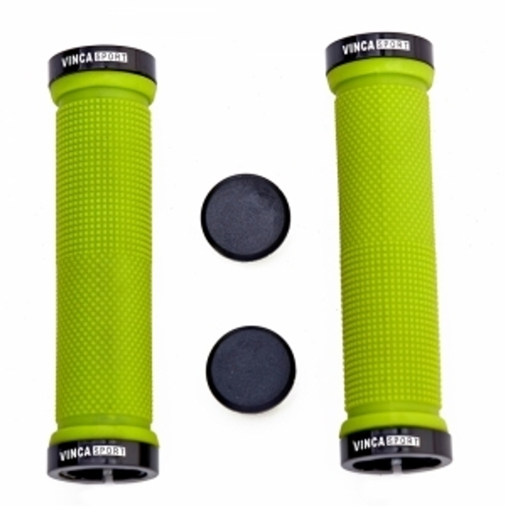 Грипсы с метал. зажимами, длина 129мм, зеленые, зажим чёрный H-G 119 green/black