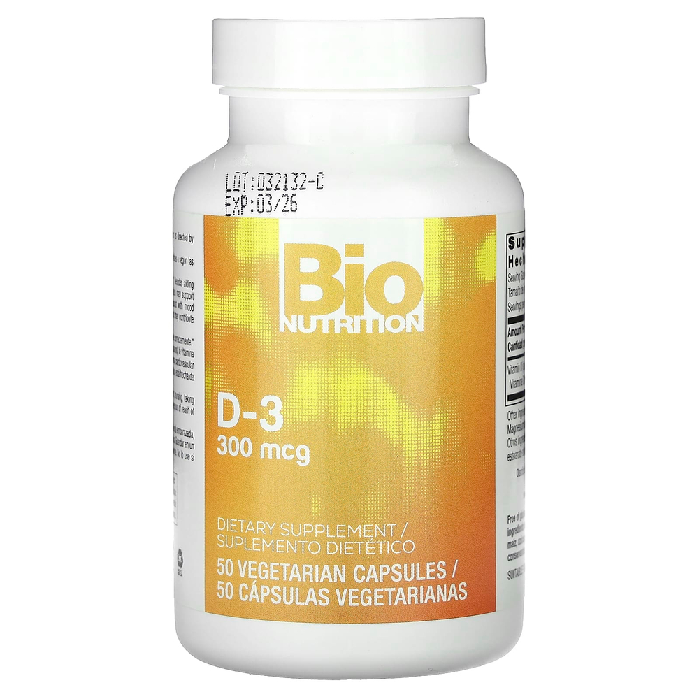 Bio Nutrition, D-3, 300 мкг, 50 вегетарианских капсул