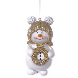 GAEM Фигурка декоративная подвесная "Снеговик", L6 W4 H10 см