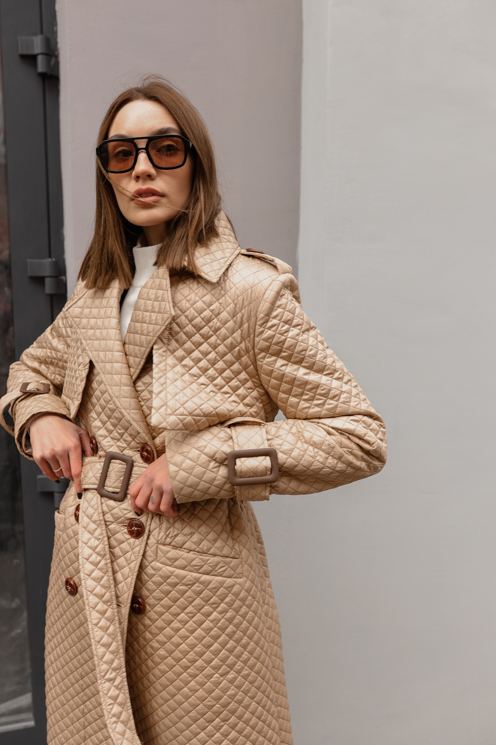 Тренч стеганый бежевый осень old