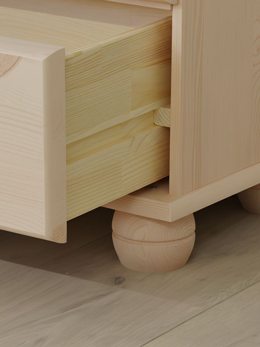 Стеллаж 40х32х182, Бритта из массива сосны с ящиком, 3 полки, в натуральной отделке