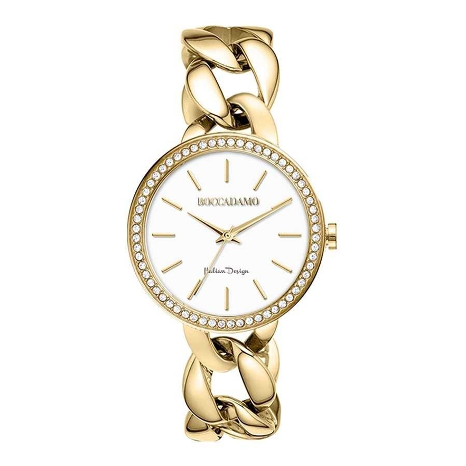 Часы Boccadamo LadyB Gold White LB005 BW/G с минеральным стеклом, кристаллами Swarovski