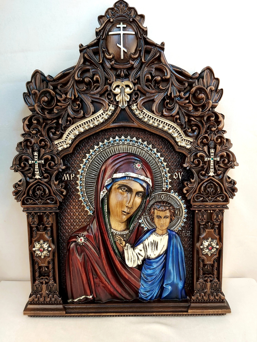 Икона резная "Казанская Божья матерь"