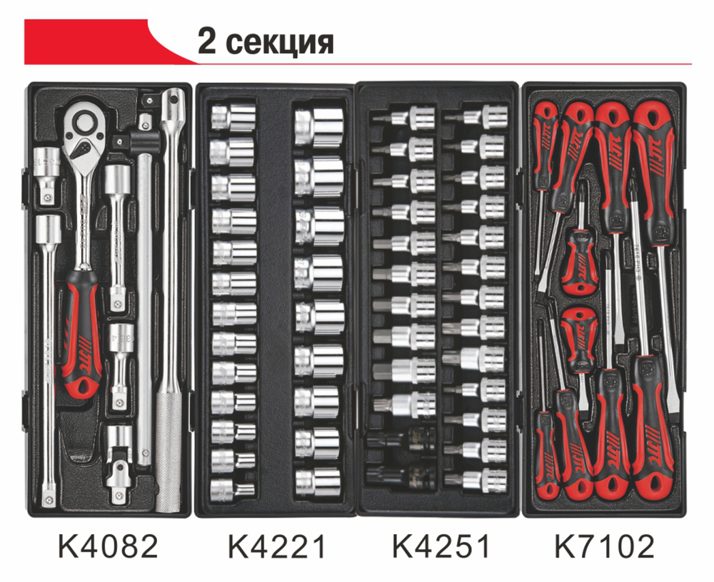 Тележка инструментальная 7 секций (JTC-5021) с набором инструментов 279 предметов JTC