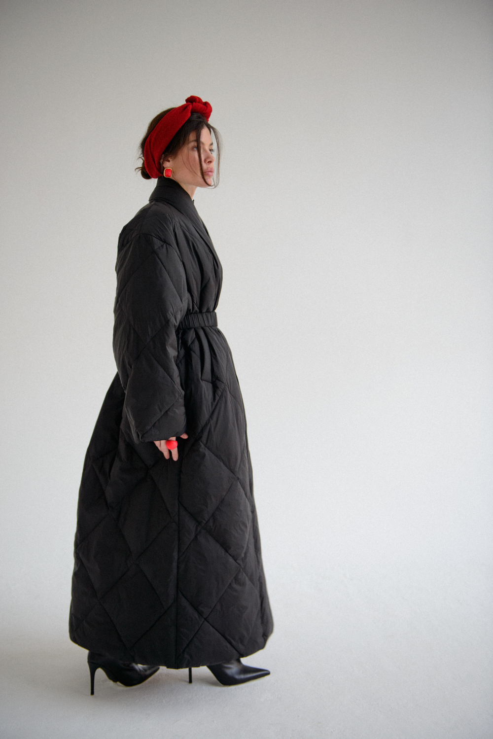 Пуховик длинный с поясом ROMMY