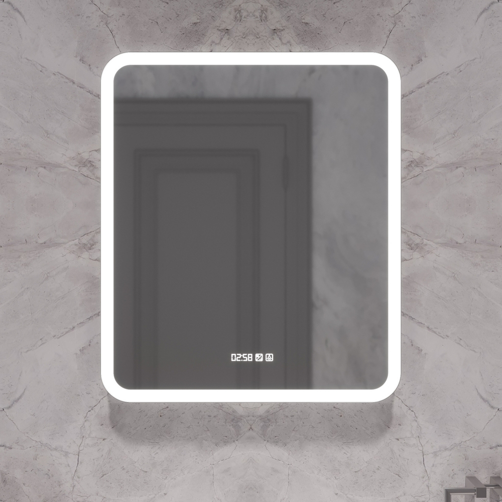 Зеркало MIXLINE "Стив-3" 600*700 (ШВ) сенсорный выключатель, часы + подогрев