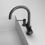 Смеситель для кухни Abelsberg Aera AWF70029GM с возможностью подключения фильтра для воды, цвет космическая сталь, PVD покрытие