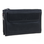 Солидный большой чёрный клатч для мужчины из натуральной кожи с ремешком для руки GALIB 7M152 плюс кардхолдер