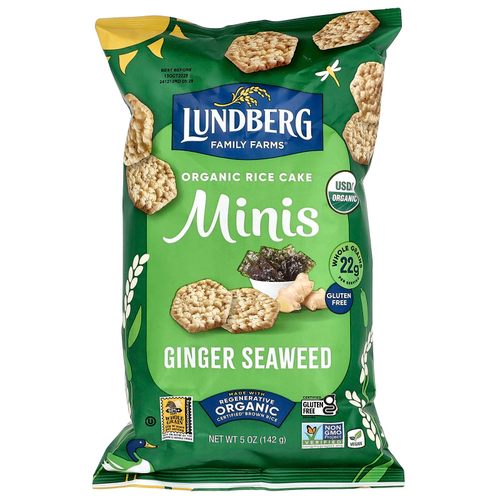 Lundberg, Organic Rice Cake Minis, морские водоросли с имбирем, 142 г (5 унций)