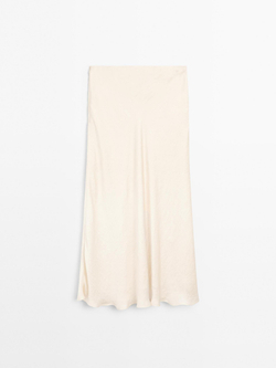 Massimo Dutti Юбка миди из струящегося атласа, кремовый