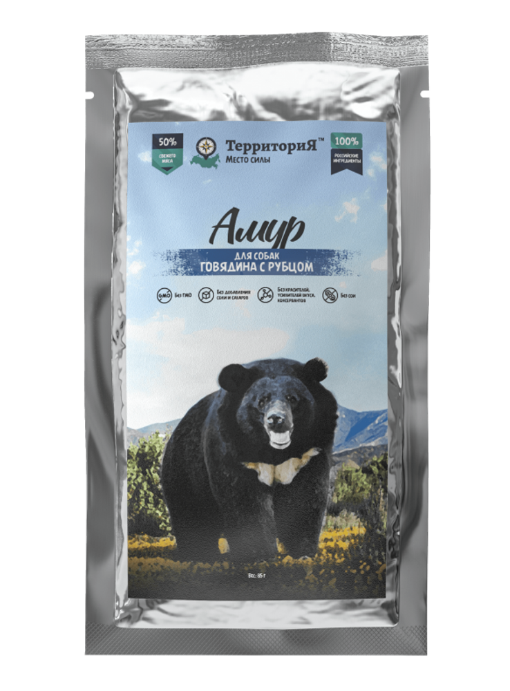 Консервы ТерриториЯ Амур для собак, говядина с рубцом - 85 гр