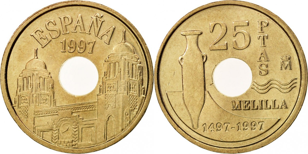 Испания 25 песет, 1997 Мелилья XF