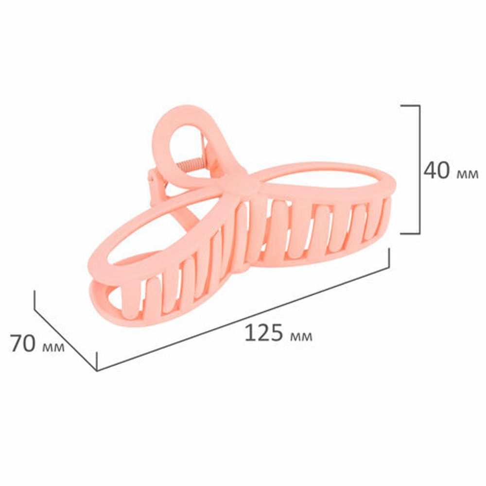 Краб для волос 12,5 см, soft-touch, розовый, MONTE VITA, 457011