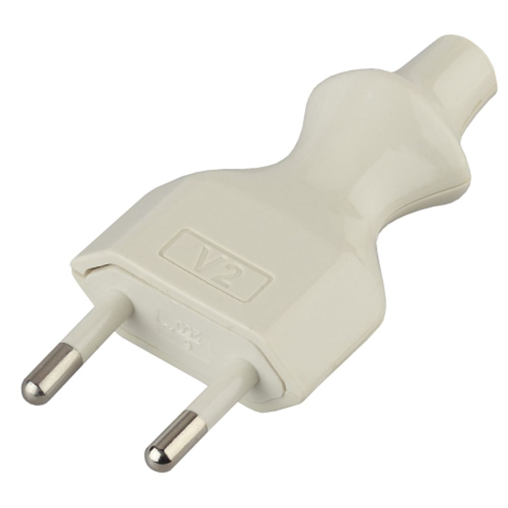 Вилка ЭРА V2 без заземления 10A прямой ввод белая | Штепсельные вилки и розетки