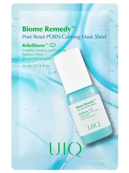 Охлаждающая маска с ПДРН для сужения пор UIQ Biome Remedy Pore Reset PDRN Calming Mask Sheet