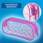 Пенал-косметичка BRAUBERG LUCENT на молнии прозрачный "Butterfly" 21х5х9 см (2 штуки в упаковке)