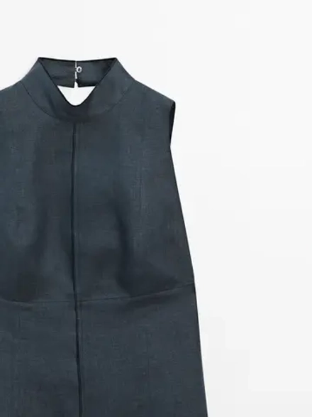 Massimo Dutti Платье миди на бретелях - Studio, свинцовый