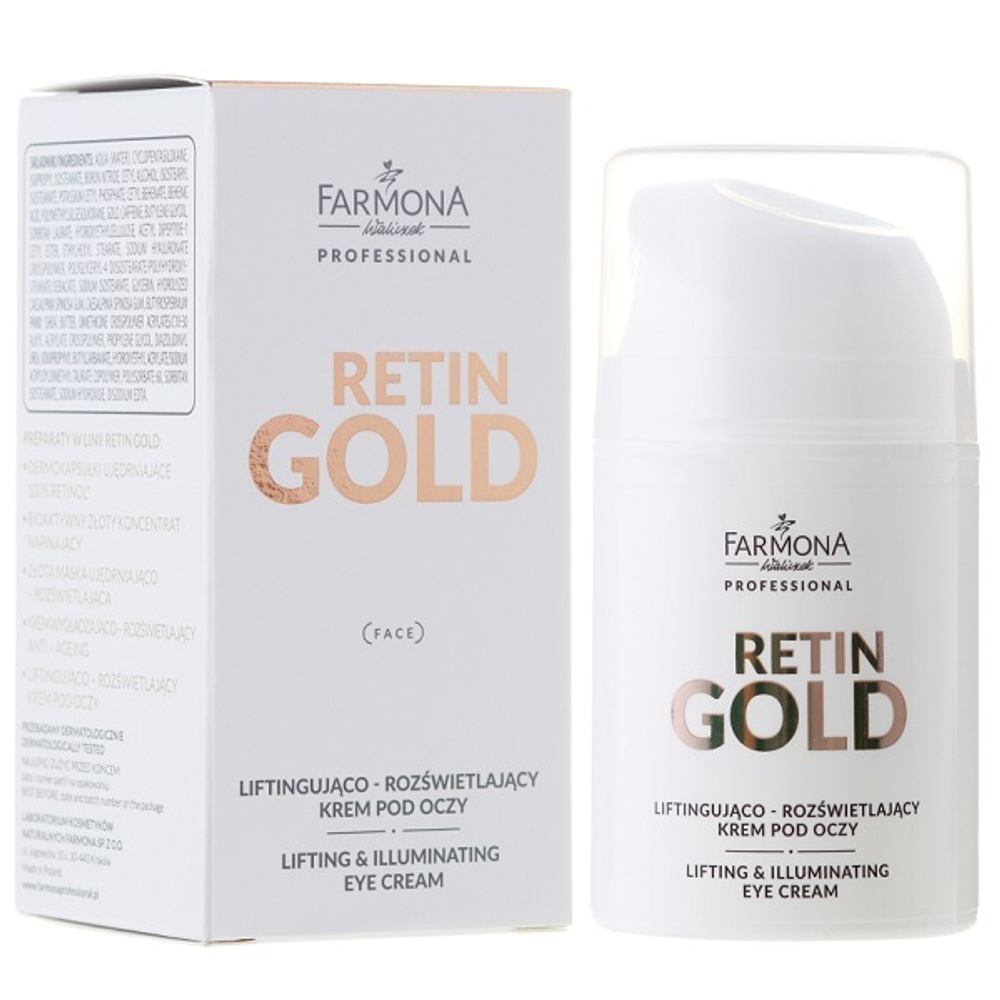 Лифтингующий и осветляющий крем вокруг глаз Farmona Professional Retin Gold 50мл