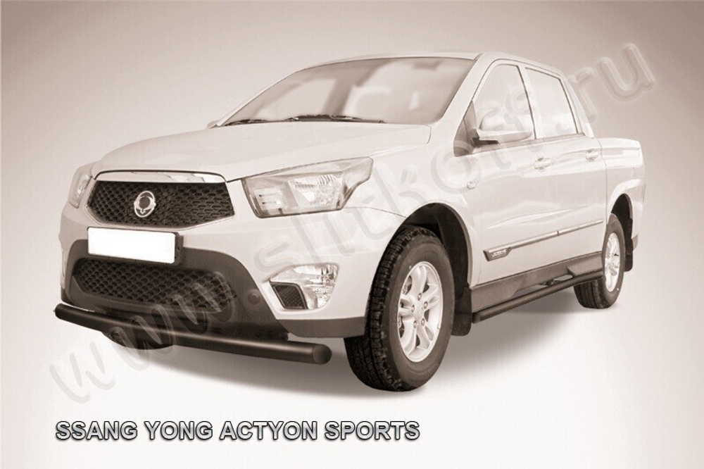 Защита переднего бампера SsangYong Actyon Sport (2012-2016) d76 черная