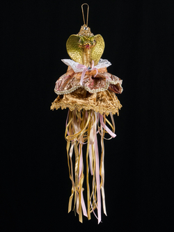 Елочная игрушка Змея 18х41см ChristmasDeLuxe лиловая с золотом