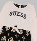 Платье трикотажное GUESS Черный/Принт: бежевые логотипы//Розовый/Термопринт: черный логотип Девочка