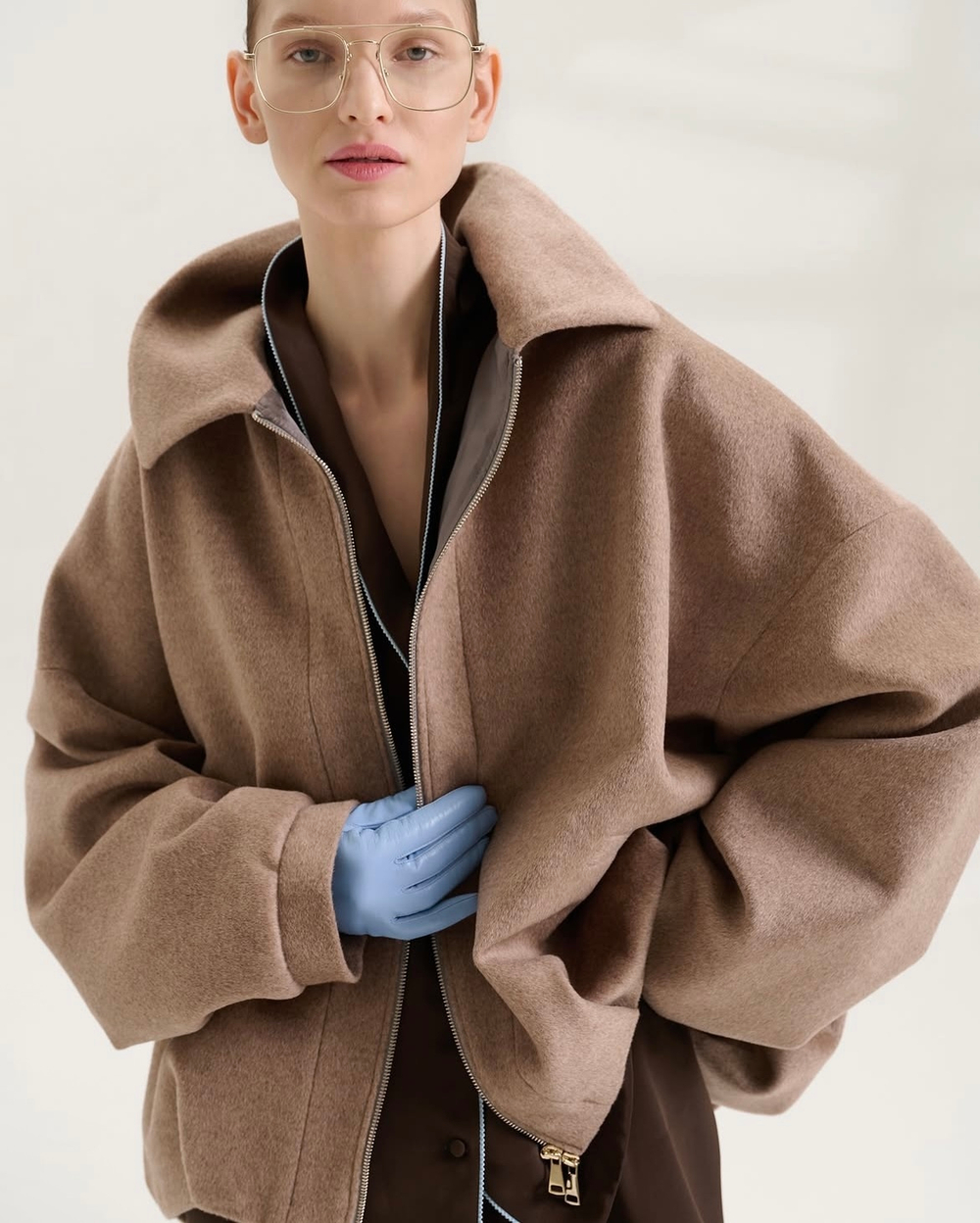 Бомбер-пальто из альпаки