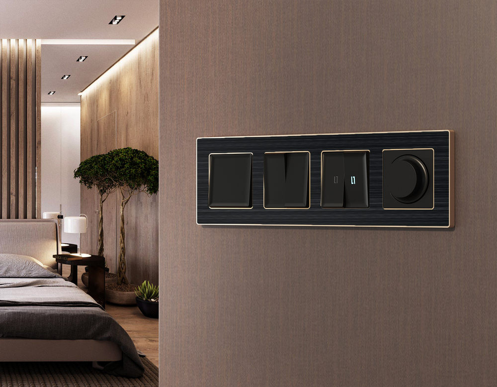 MA805510 Комплект механизма светорегулятора универсального ALFA Черный матовый 25-600W/LED 5-300W QUANT (AP8055, VM136)