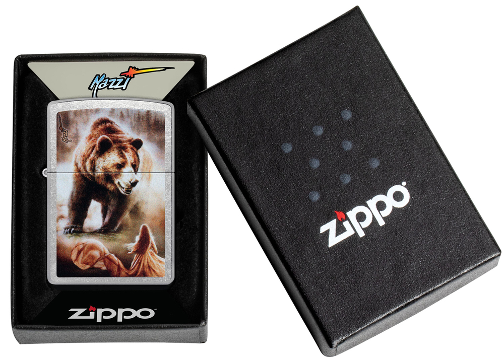 Зажигалка Zippo Mazzi® с покрытием Street Chrome, латунь/сталь, серебристая, 38x13x57 мм