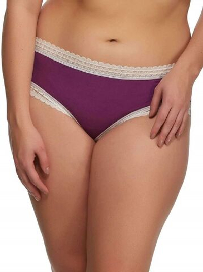 Трусики-хипстеры из мягкой микрофибры с кружевной отделкой (Размер: S) (Цвет: красный)