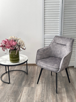 Стул М-City DISAUR Ренли (Renly) поворотный на 180 градусов, 7525-180 Серый, Велюр, Черный