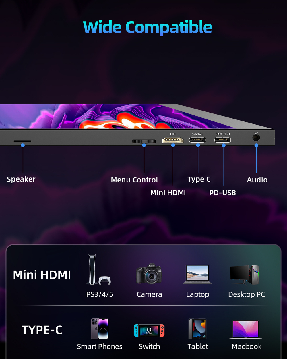 18" Портативный монитор с магнитным чехлом Ugame K118 WQXGA IPS 2560х1600, 144 Гц