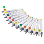 Маркер для скетчинга, двусторонние, Basir, серия "Летние тона", трёхгранные, 14 мм, спиртовые, 12 шт